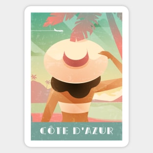 Cote d'Azur, France - Boho Retro travel poster Sticker